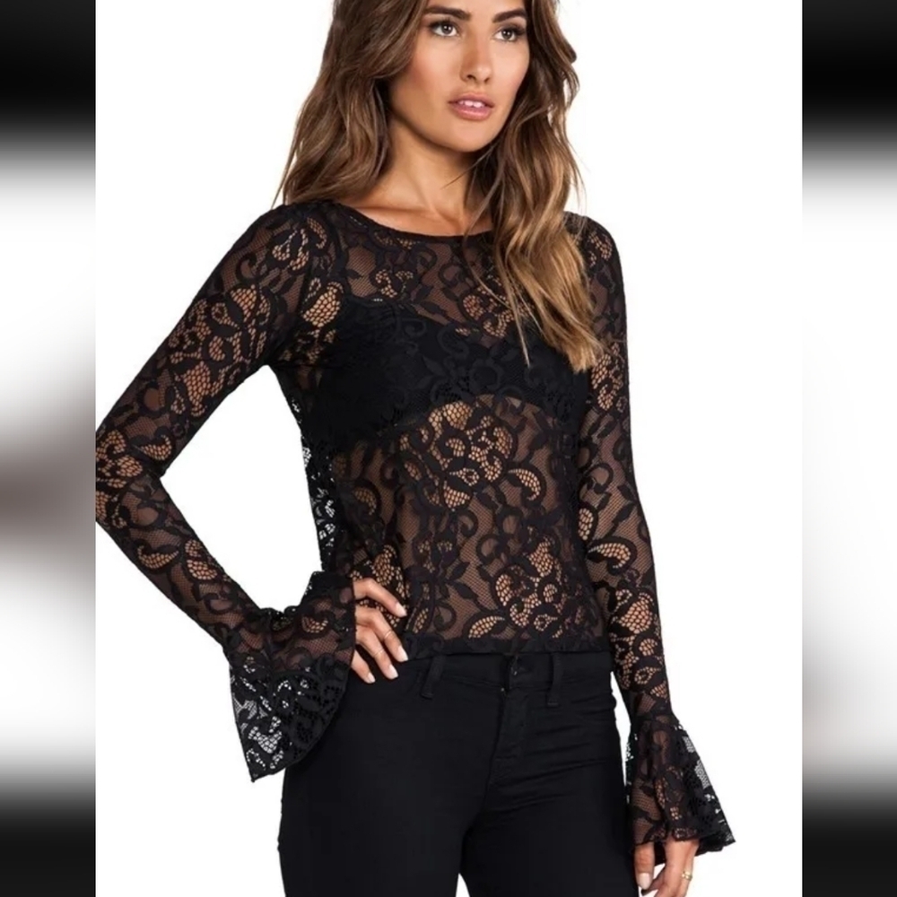 NWT For Love & Lemons Curtsy Lace Top XS